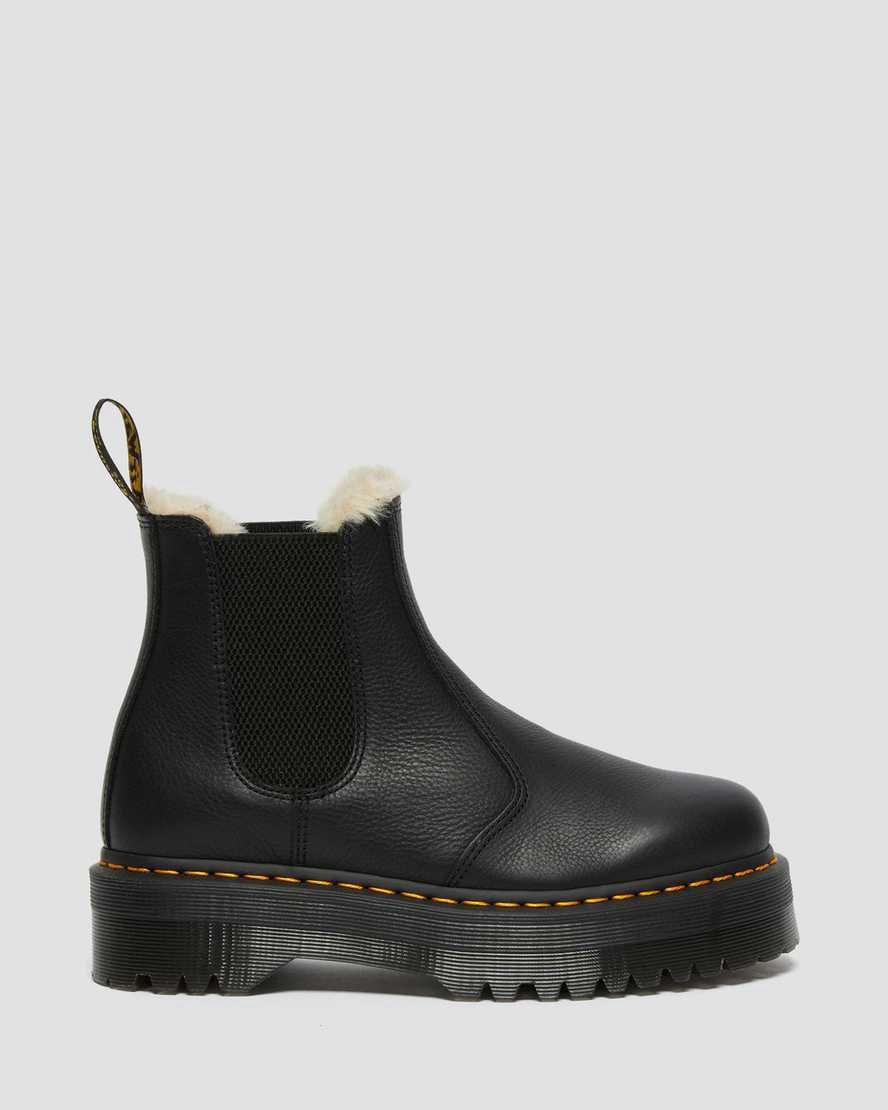 Dr Martens 2976 Faux Fur Lined Platform Miesten Chelsea Saappaat Mustat  Suomi |  1860IEQOM