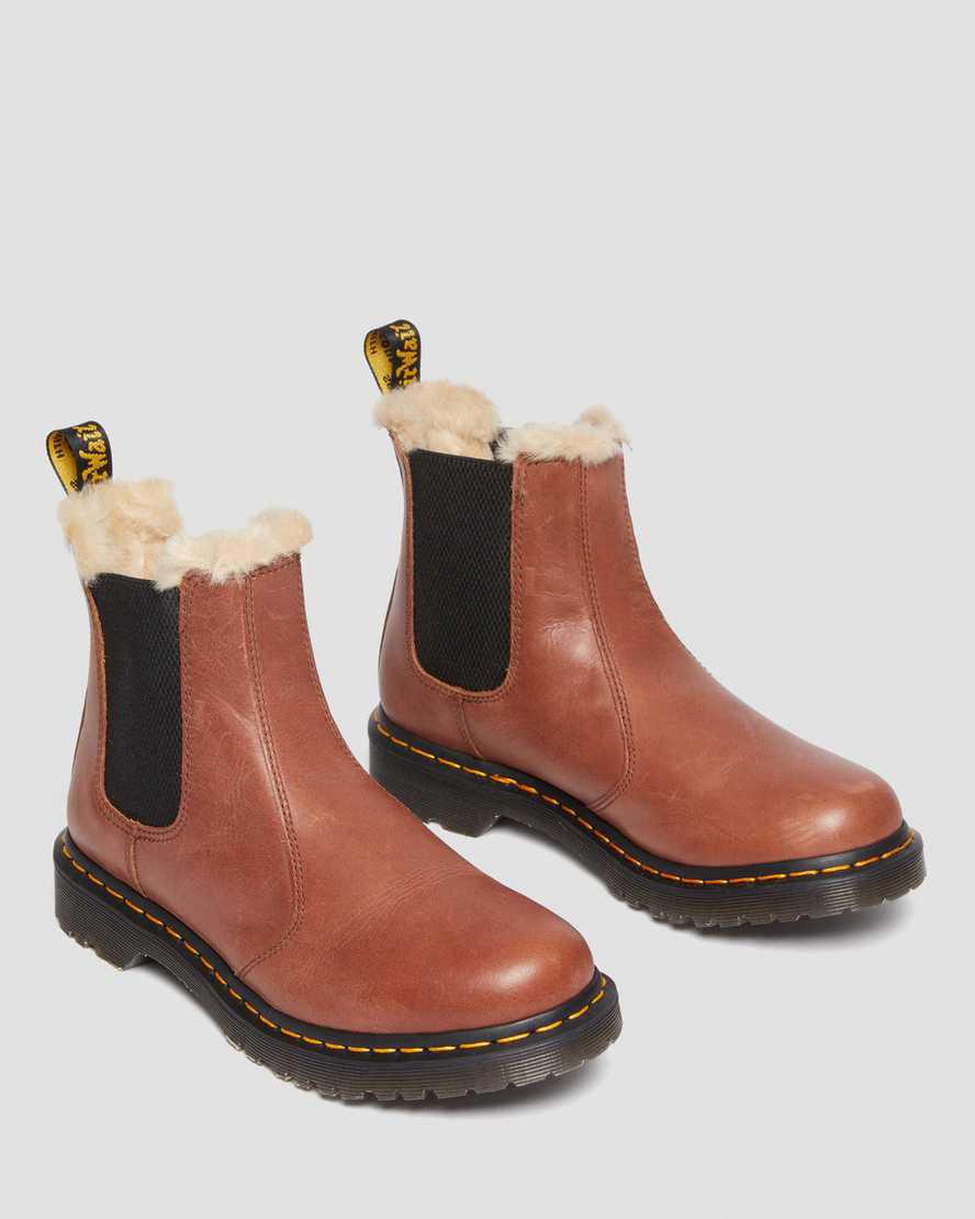 Dr Martens 2976 Leonore Faux Fur-Lined Chelsea Naisten Talvisaappaat Ruskea  Suomi |  1705KBGPT