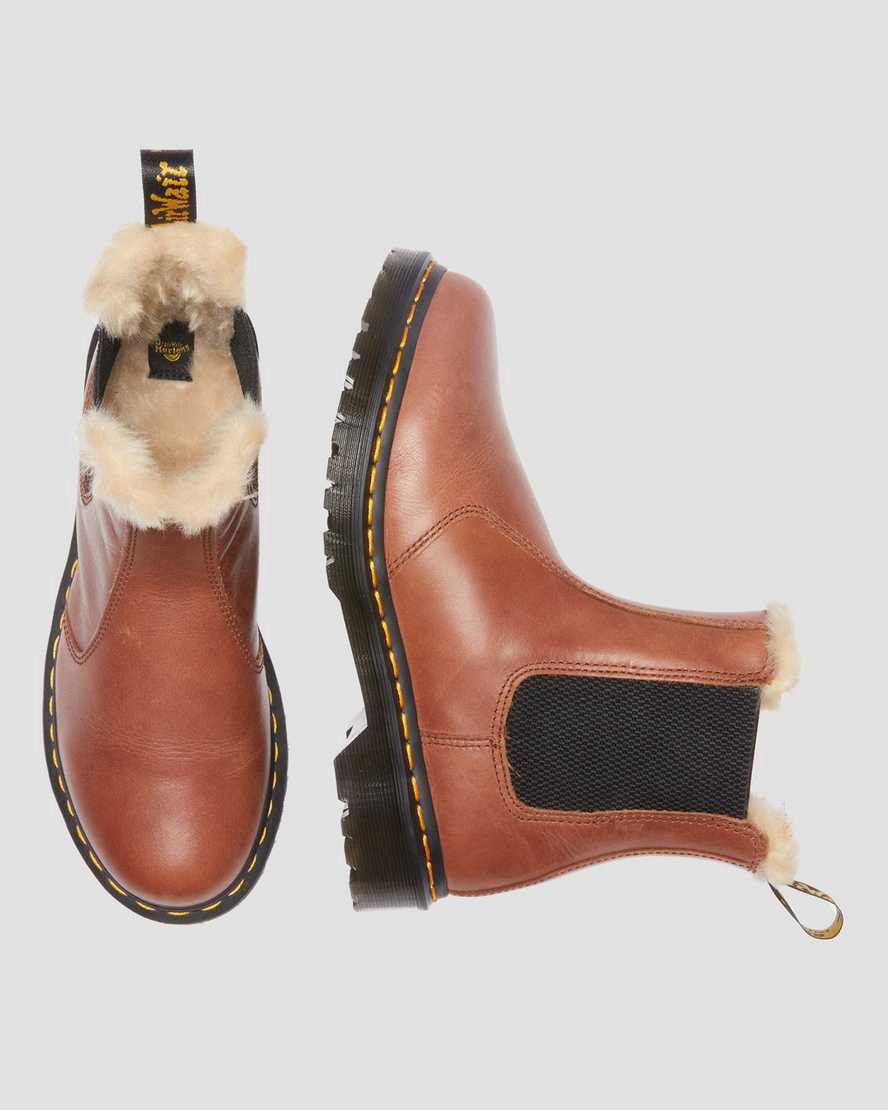 Dr Martens 2976 Leonore Faux Fur-Lined Chelsea Naisten Talvisaappaat Ruskea  Suomi |  1705KBGPT