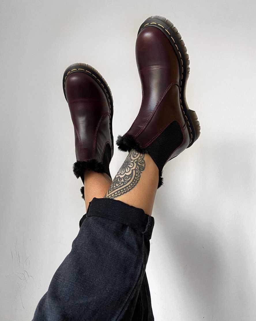 Dr Martens 2976 Leonore Faux Fur Lined Chelsea Naisten Nilkkurit Viininpunainen  Suomi |  7206LUPTO