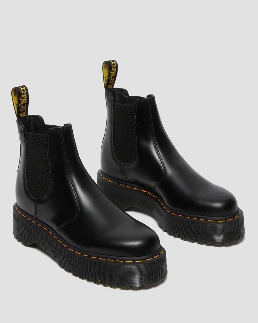 Dr Martens 2976 Smooth Leather Platform Chelsea Naisten Nilkkurit Mustat  Suomi |  0273ITNVM