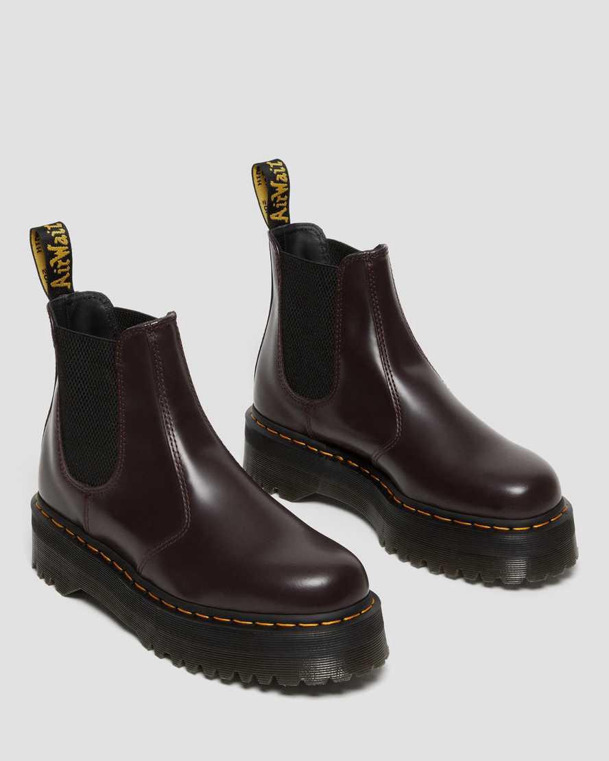 Dr Martens 2976 Smooth Leather Platform Chelsea Miesten Nilkkurit Viininpunainen  Suomi |  2365GFJTR