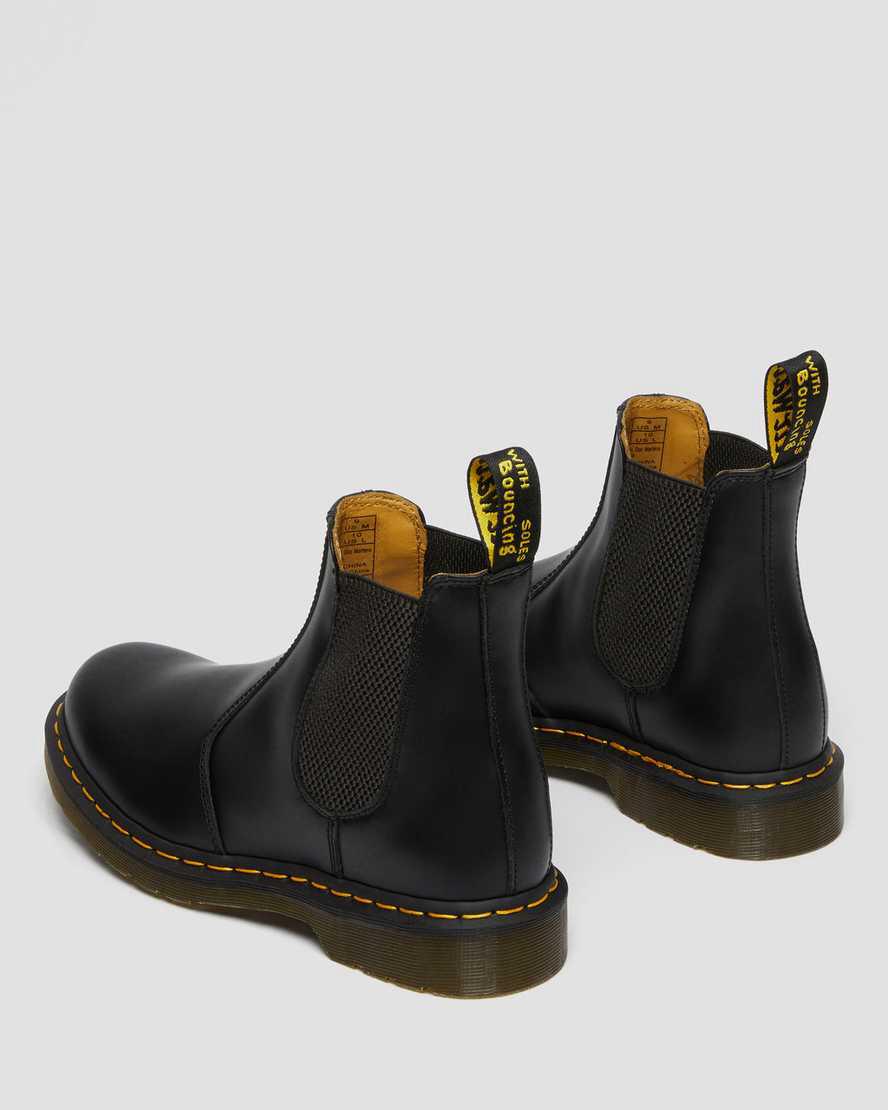 Dr Martens 2976 Yellow Stitch Smooth Leather Chelsea Naisten Originals Boots Mustat  Suomi |  0864VRFXG