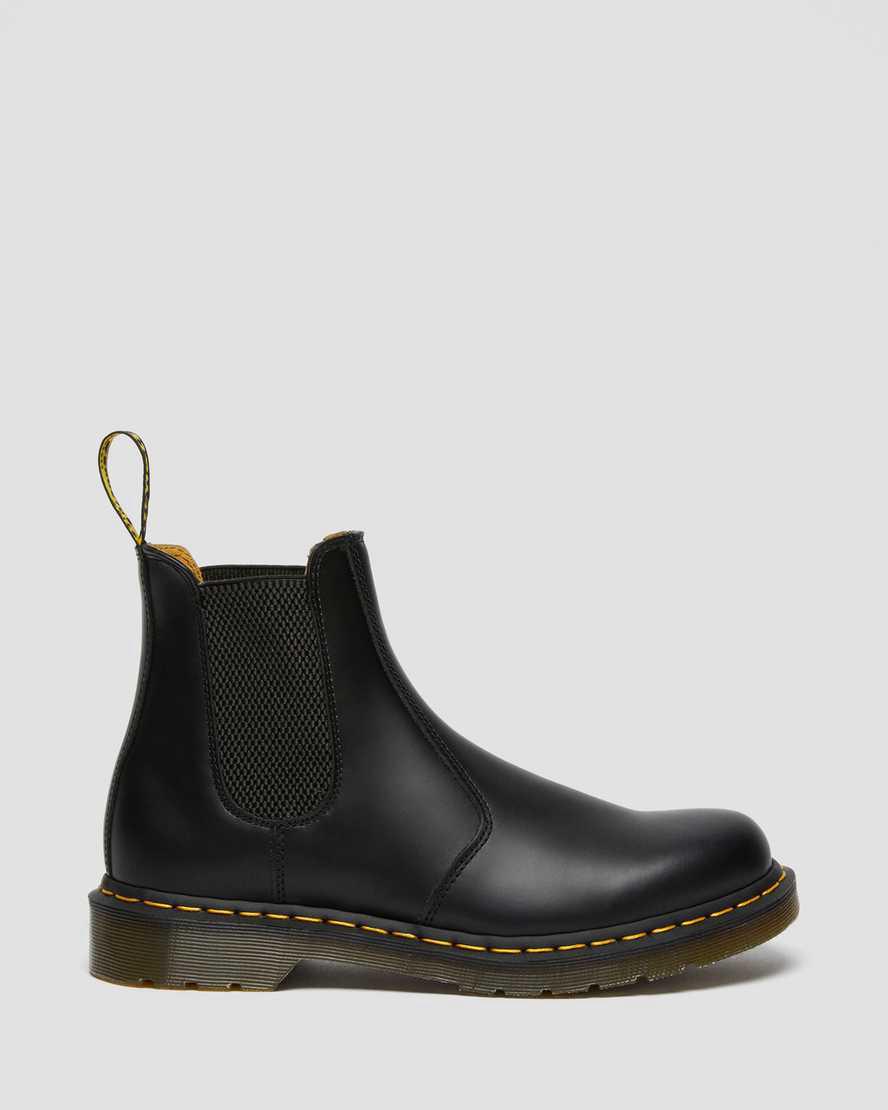 Dr Martens 2976 Yellow Stitch Smooth Leather Chelsea Naisten Originals Boots Mustat  Suomi |  0864VRFXG