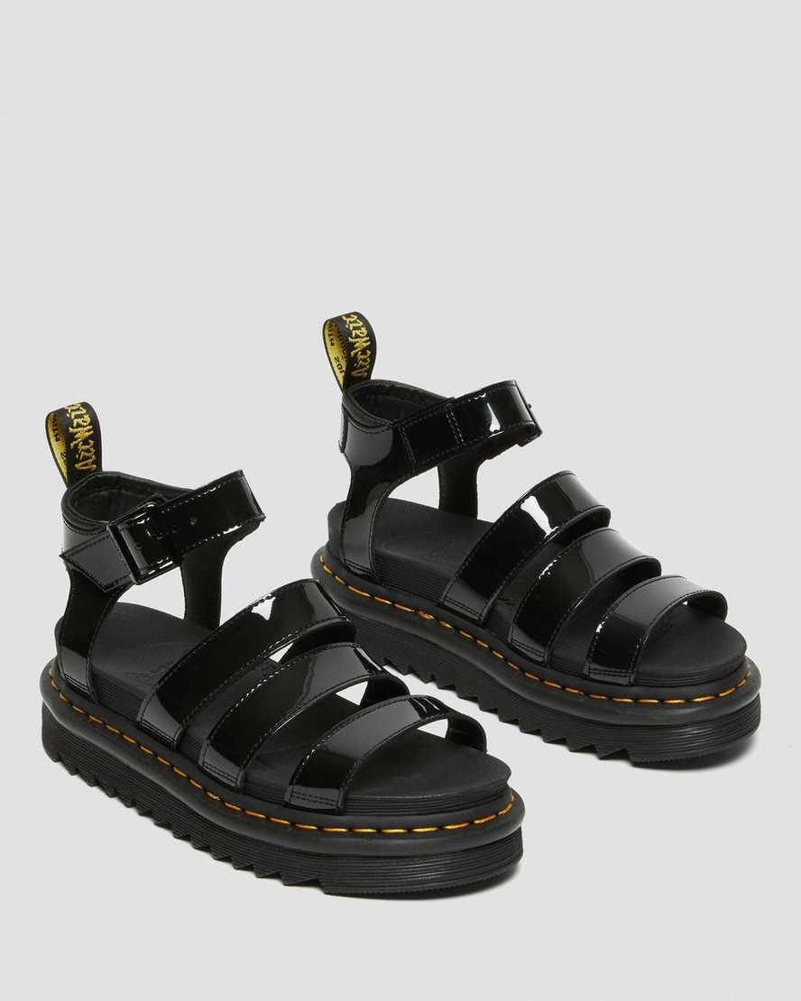 Dr Martens Blaire Patent Leather Strap Naisten Gladiaattori Sandaalit Mustat  Suomi |  1032TSVIA