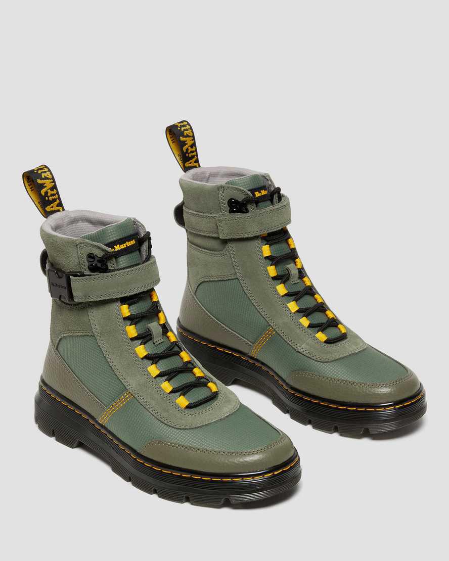 Dr Martens Combs Tech Milled Nappa & Suede Naisten Nilkkurit Khaki Vihreä  Suomi |  1490QWMAR