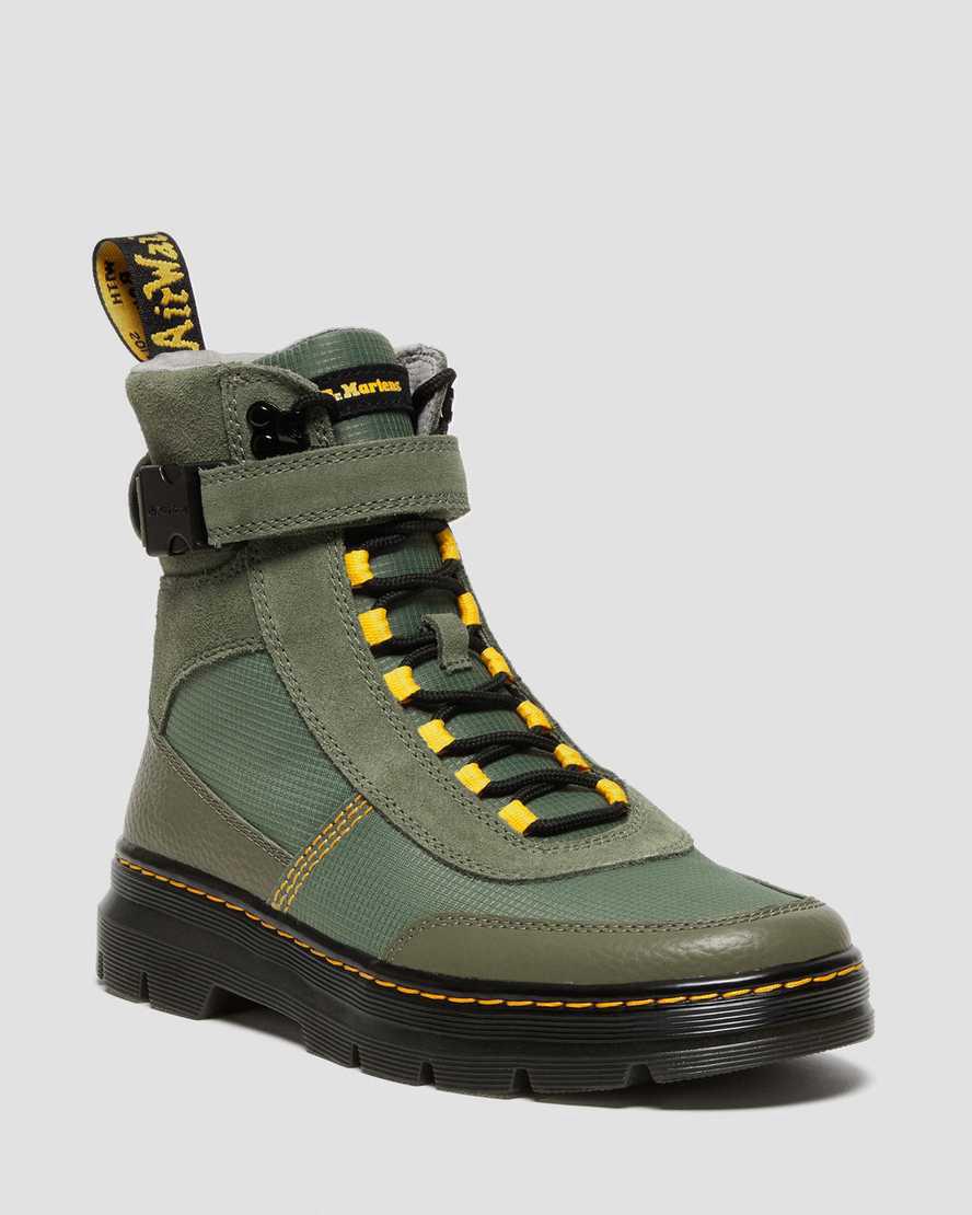 Dr Martens Combs Tech Milled Nappa & Suede Naisten Nilkkurit Khaki Vihreä  Suomi |  1490QWMAR