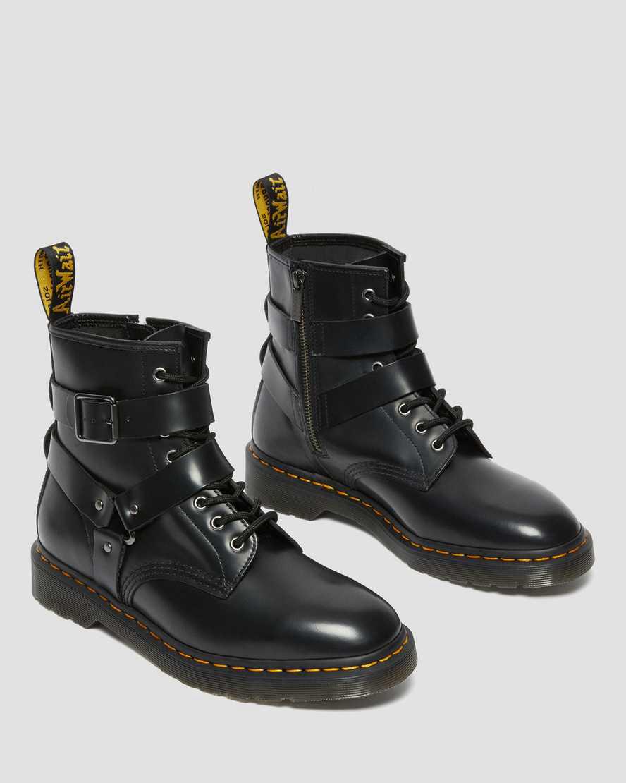 Dr Martens Cristofor Leather Harness Lace Up Naisten Nilkkurit Mustat  Suomi |  8492ZCVNJ