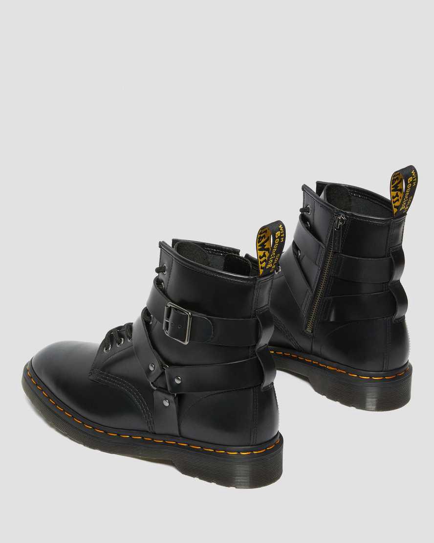 Dr Martens Cristofor Leather Harness Lace Up Naisten Nilkkurit Mustat  Suomi |  8492ZCVNJ