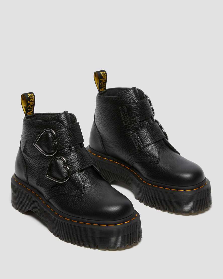 Dr Martens Devon Heart Leather Platform Naisten Nilkkurit Mustat  Suomi |  7453WAFVS