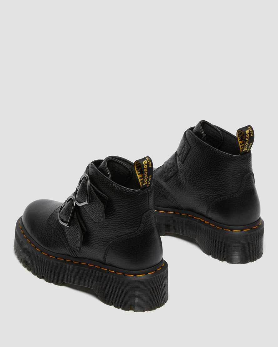 Dr Martens Devon Heart Leather Platform Naisten Nilkkurit Mustat  Suomi |  7453WAFVS