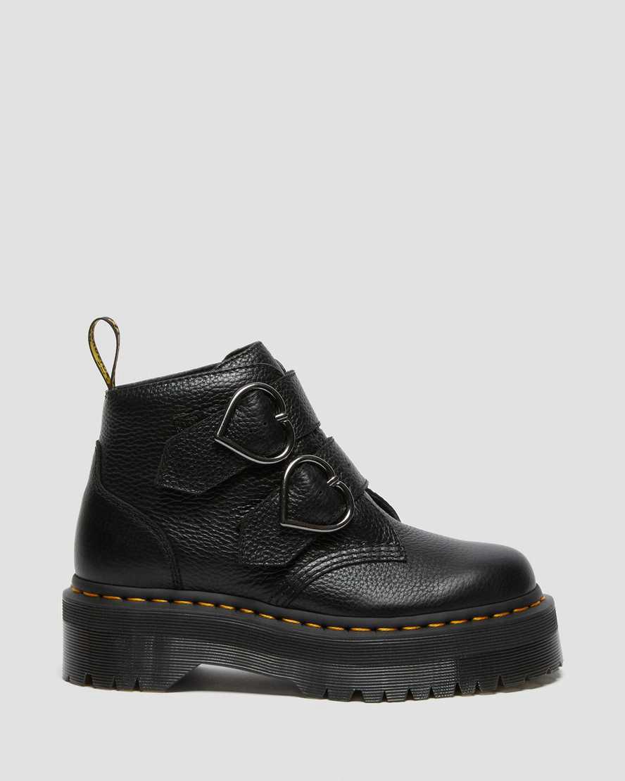 Dr Martens Devon Heart Leather Platform Naisten Nilkkurit Mustat  Suomi |  7453WAFVS