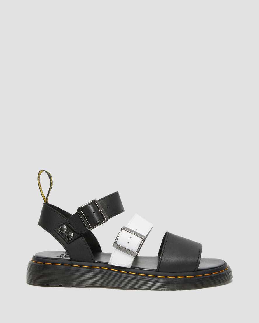 Dr Martens Gryphon Contrast Leather Strap Miesten Sandaalit Mustat Valkoinen  Suomi |  0145QKNLI