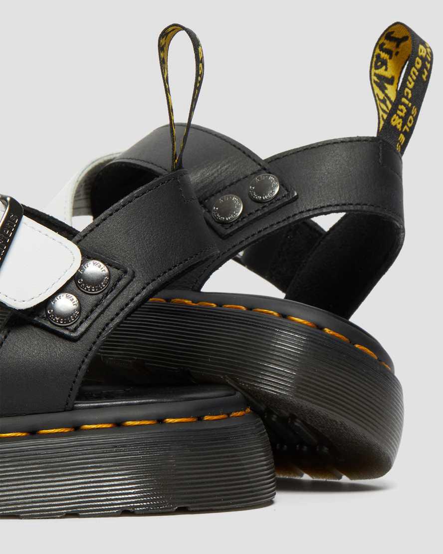 Dr Martens Gryphon Contrast Leather Strap Naisten Gladiaattori Sandaalit Mustat Valkoinen  Suomi |  6491KJPAY