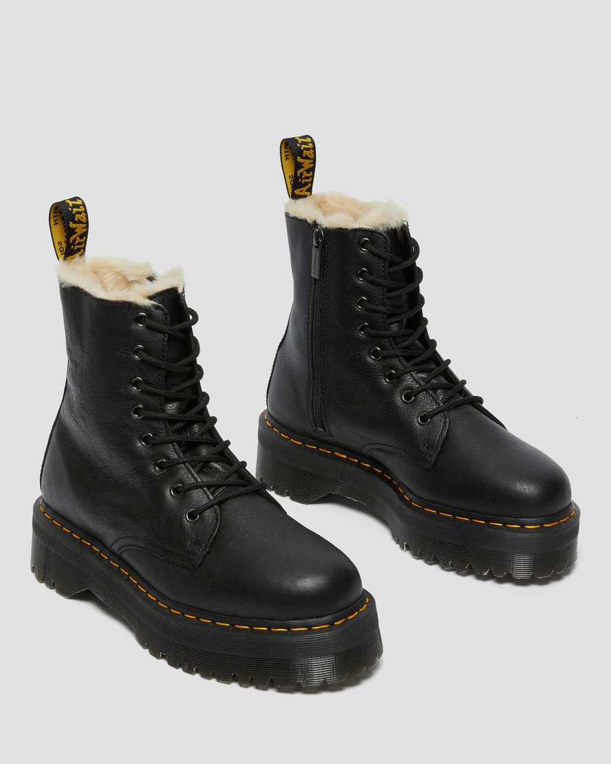 Dr Martens Jadon Boot Leather Faux Fur Lined Miesten Platform Saappaat Mustat  Suomi |  2786ZVFTN