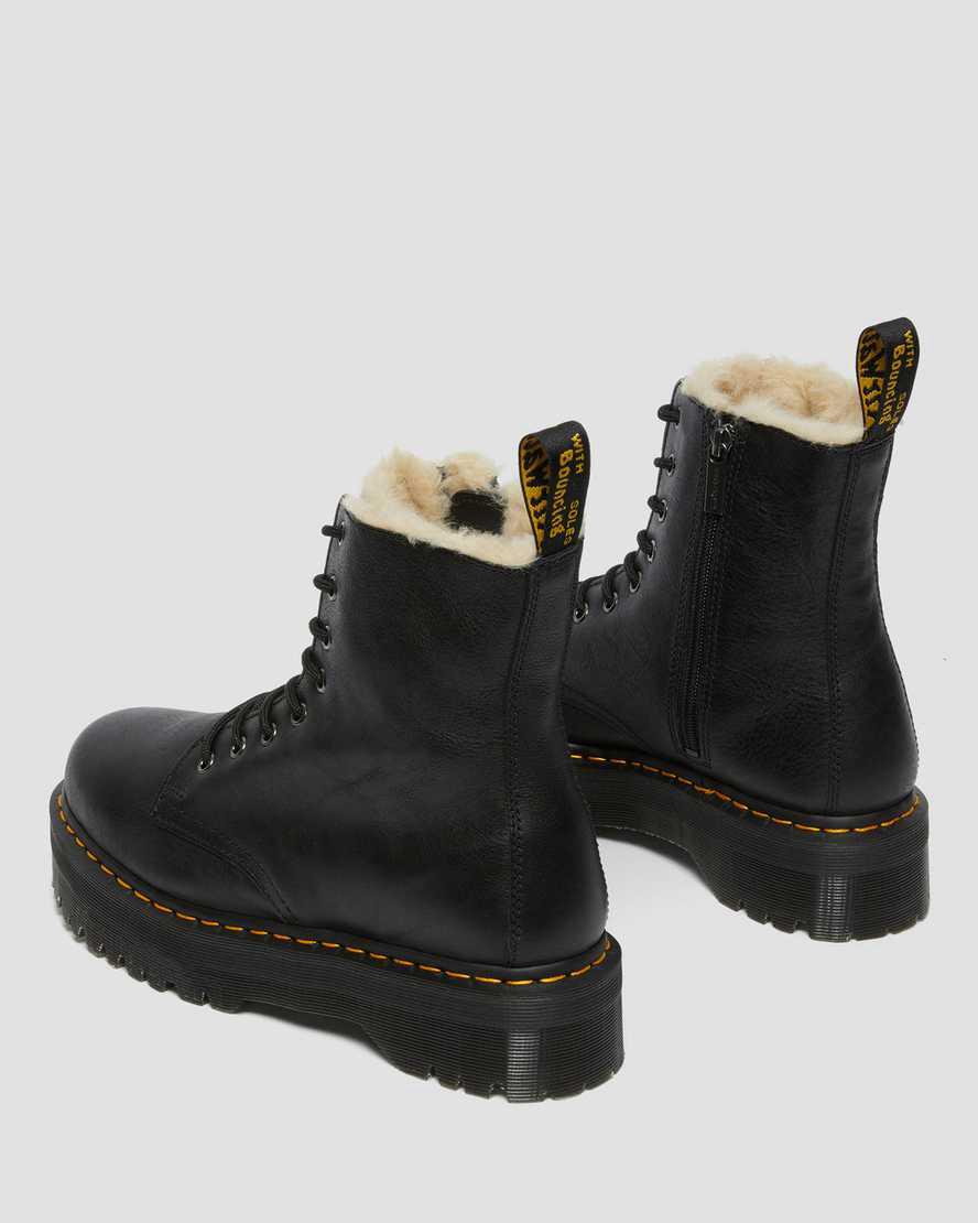 Dr Martens Jadon Boot Leather Faux Fur Lined Miesten Platform Saappaat Mustat  Suomi |  2786ZVFTN