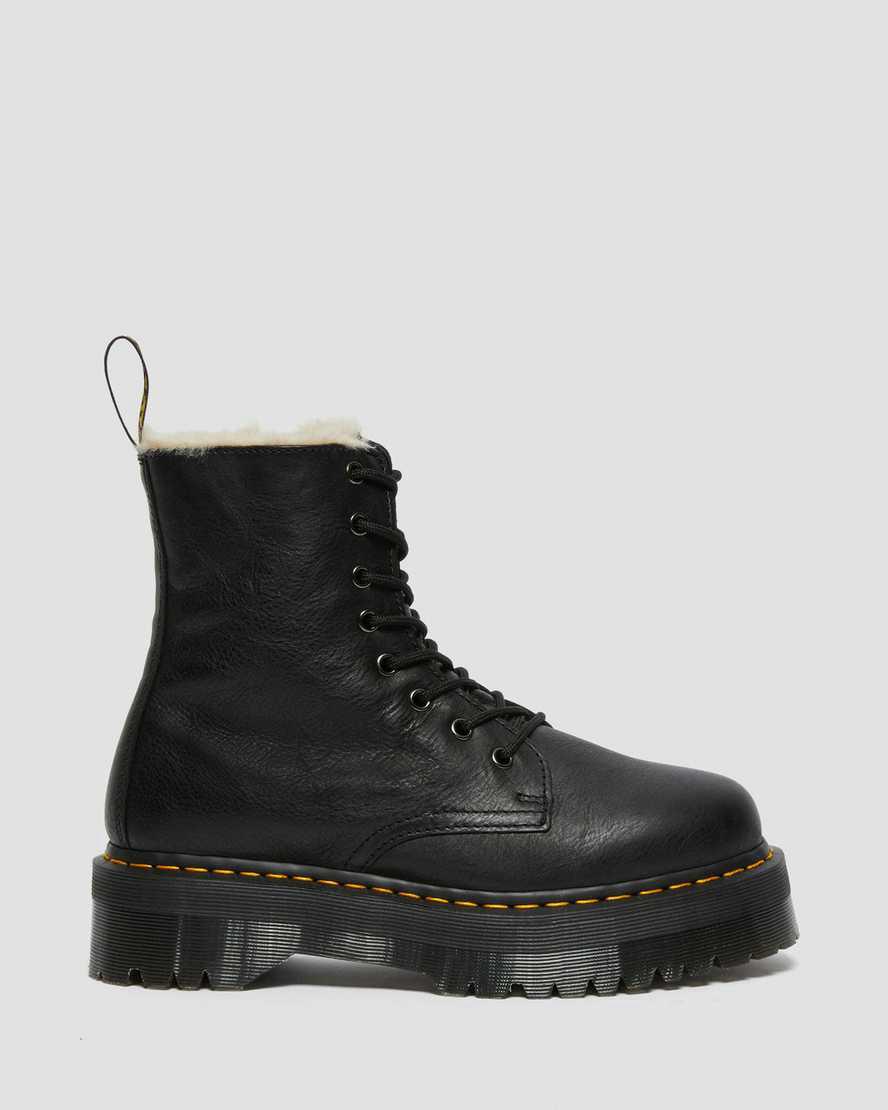 Dr Martens Jadon Boot Leather Faux Fur Lined Miesten Platform Saappaat Mustat  Suomi |  2786ZVFTN