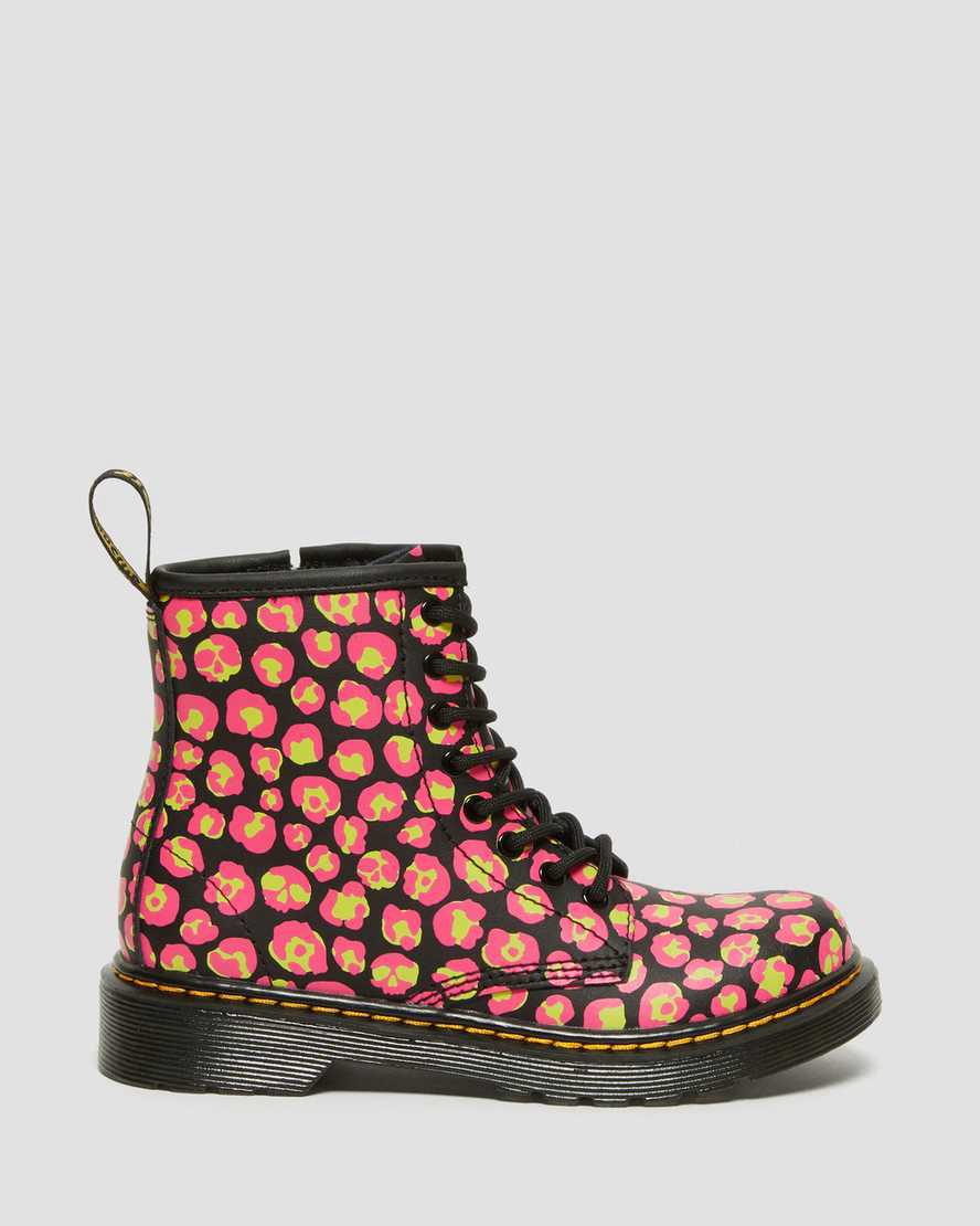 Dr Martens Junior 1460 Leopard Hydro Leather Lasten Nauhasaappaat Black/Pink  Suomi |  0783QHJPL