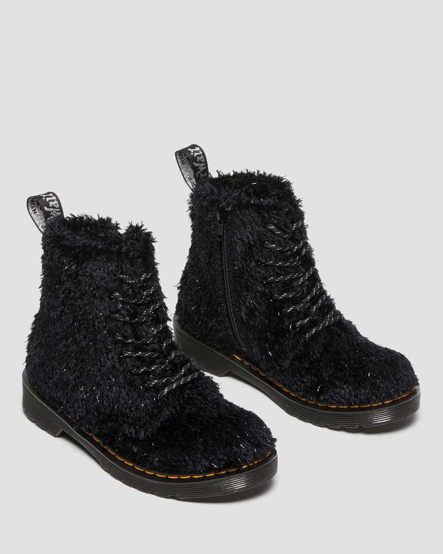 Dr Martens Junior 1460 Pascal Tinsel Fur Lasten Nauhasaappaat Mustat  Suomi |  6970RVWKX