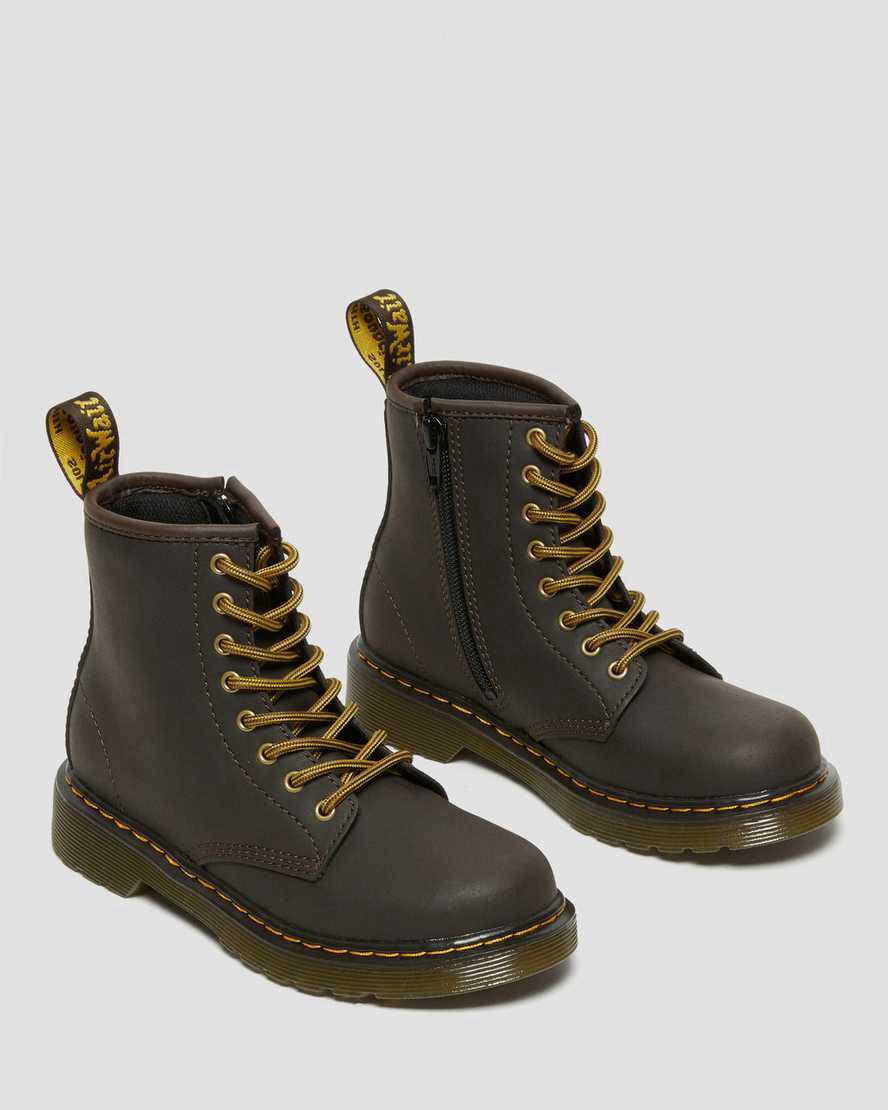 Dr Martens Junior 1460 Wildhorse Leather Lasten Nauhasaappaat Tummanruskea  Suomi |  7130XJIPM