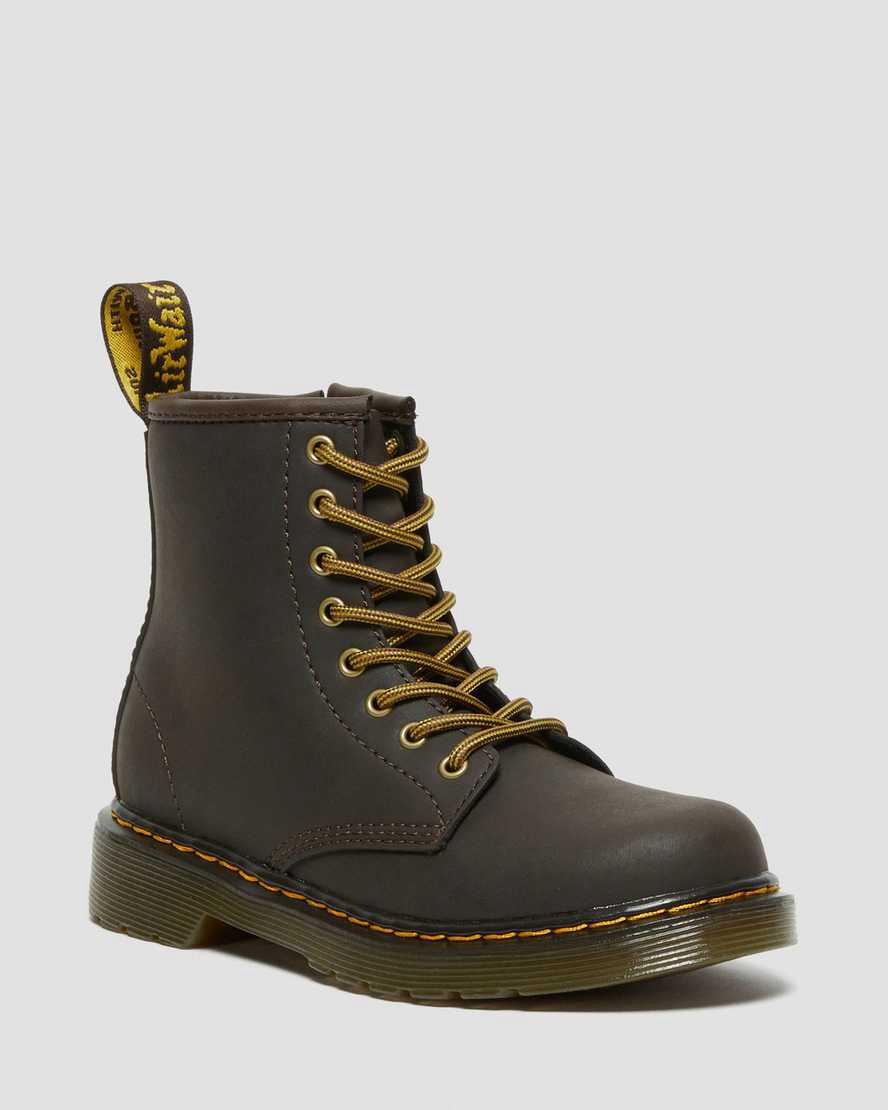 Dr Martens Junior 1460 Wildhorse Leather Lasten Nauhasaappaat Tummanruskea  Suomi |  7130XJIPM