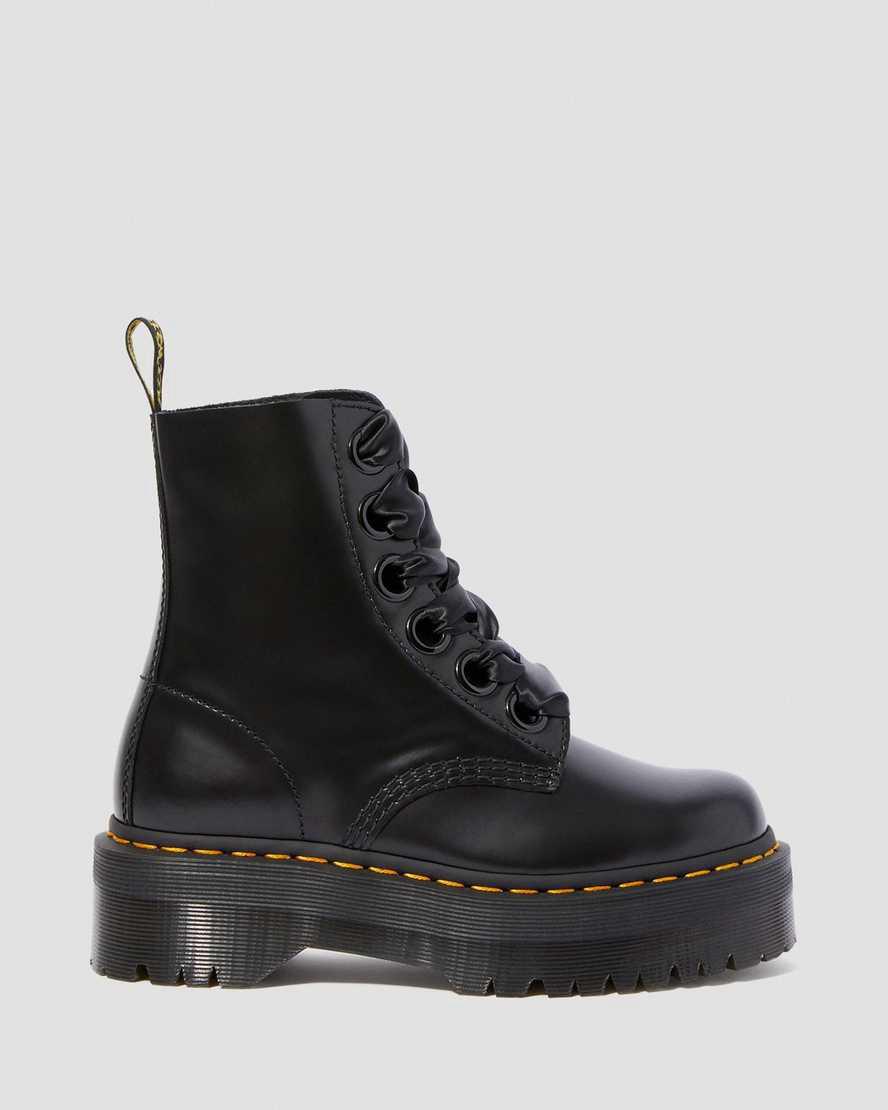 Dr Martens Molly Leather Naisten Platform Saappaat Mustat  Suomi |  5361BYWSN