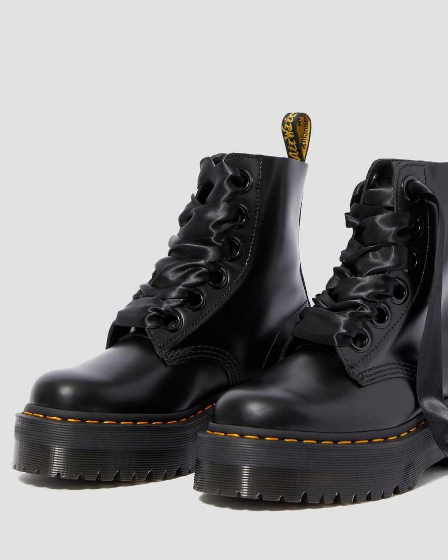 Dr Martens Molly Leather Naisten Platform Saappaat Mustat  Suomi |  5361BYWSN