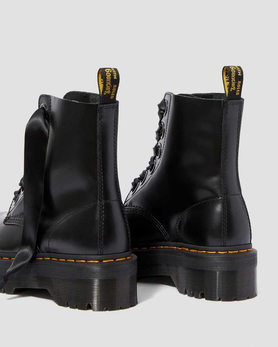 Dr Martens Molly Leather Naisten Platform Saappaat Mustat  Suomi |  5361BYWSN