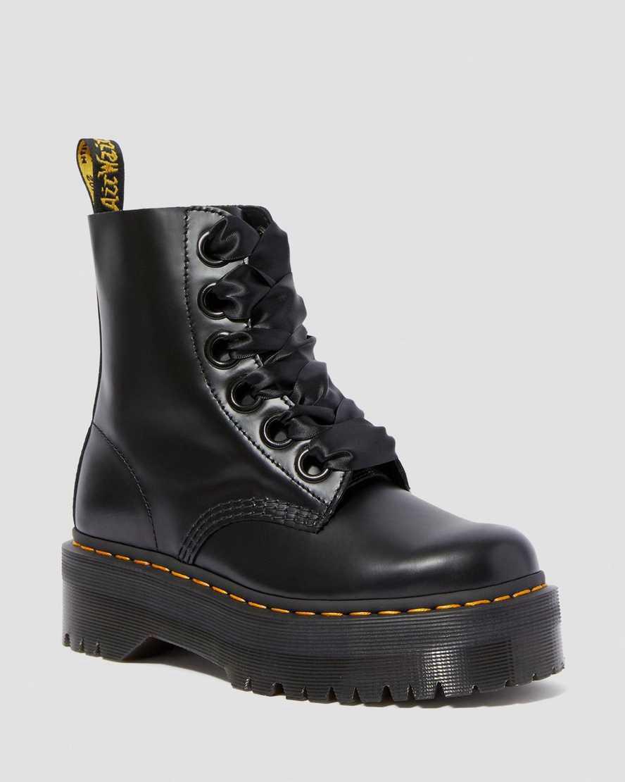 Dr Martens Molly Leather Naisten Platform Saappaat Mustat  Suomi |  5361BYWSN