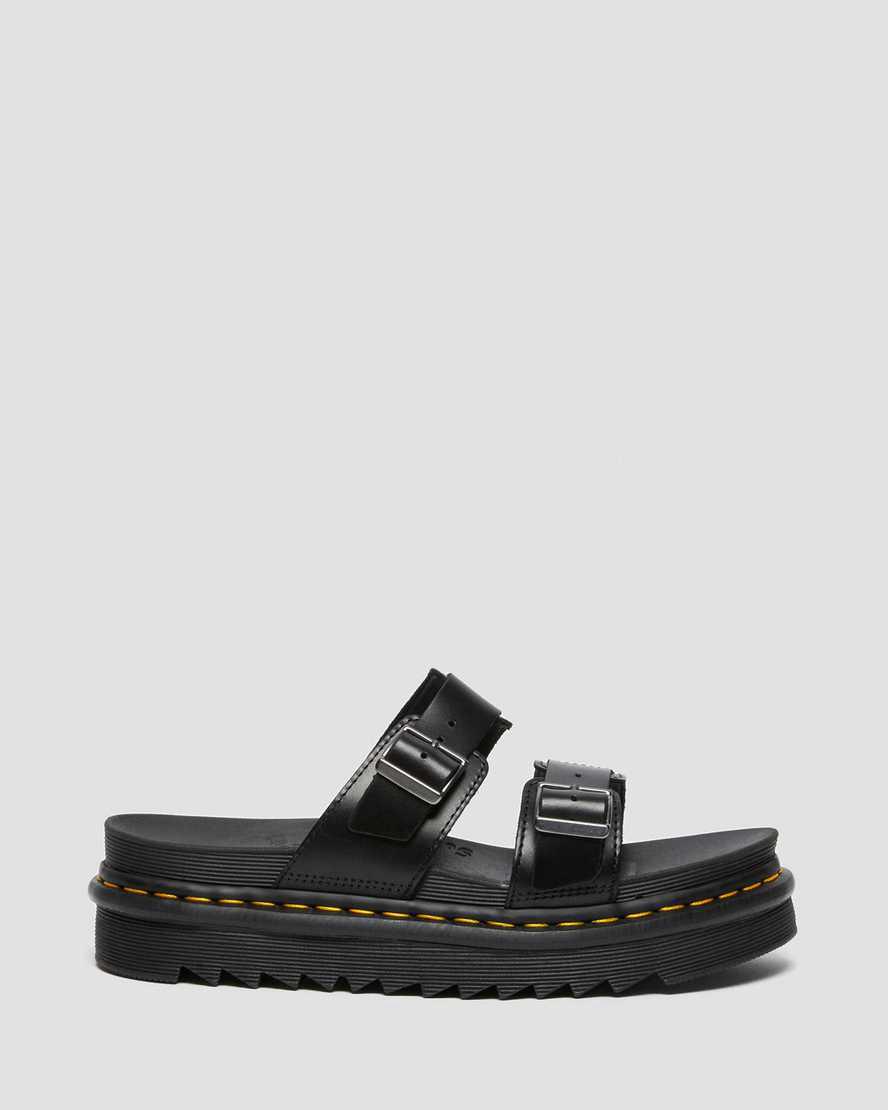 Dr Martens Myles Brando Leather Buckle Naisten Rantasandaalit Mustat  Suomi |  8245OIQFV