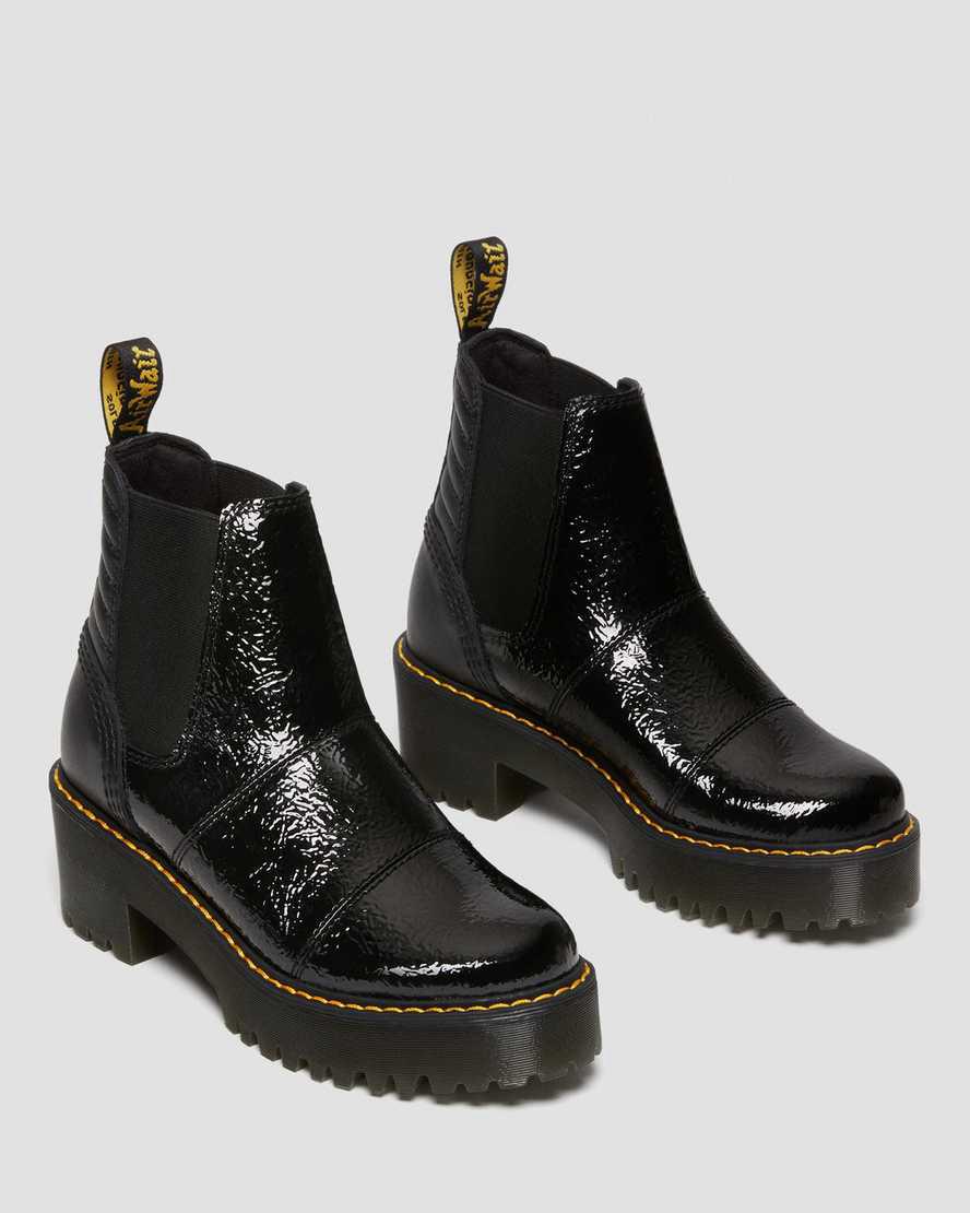 Dr Martens Rozalie Distressed Patent Heeled Chelsea Naisten Platform Saappaat Mustat  Suomi |  8016OGUDL