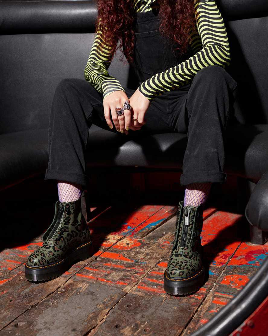 Dr Martens Sinclair Distorted Leopard Print Platform Naisten Nilkkurit Khaki Vihreä  Suomi |  2974UHLJE