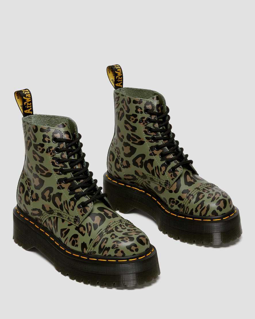 Dr Martens Sinclair Distorted Leopard Print Platform Naisten Nilkkurit Khaki Vihreä  Suomi |  2974UHLJE