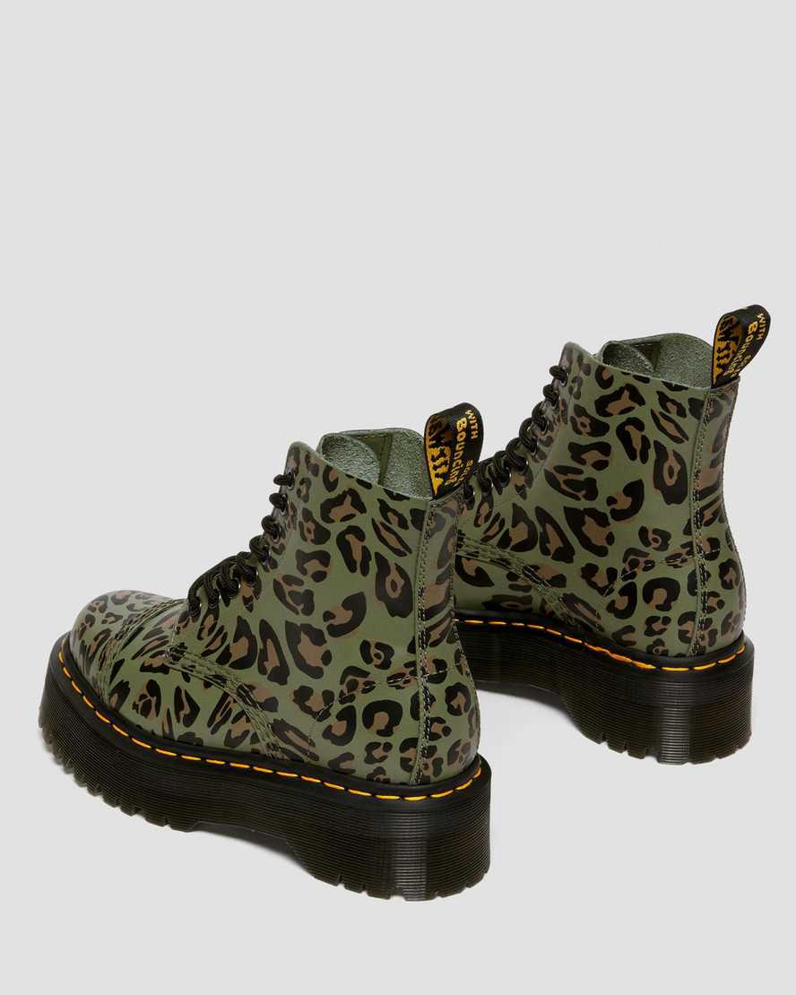 Dr Martens Sinclair Distorted Leopard Print Platform Naisten Nilkkurit Khaki Vihreä  Suomi |  2974UHLJE