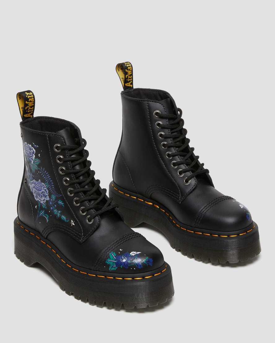 Dr Martens Sinclair Mystic Floral Leather Naisten Platform Saappaat Mustat  Suomi |  8456MUGIA