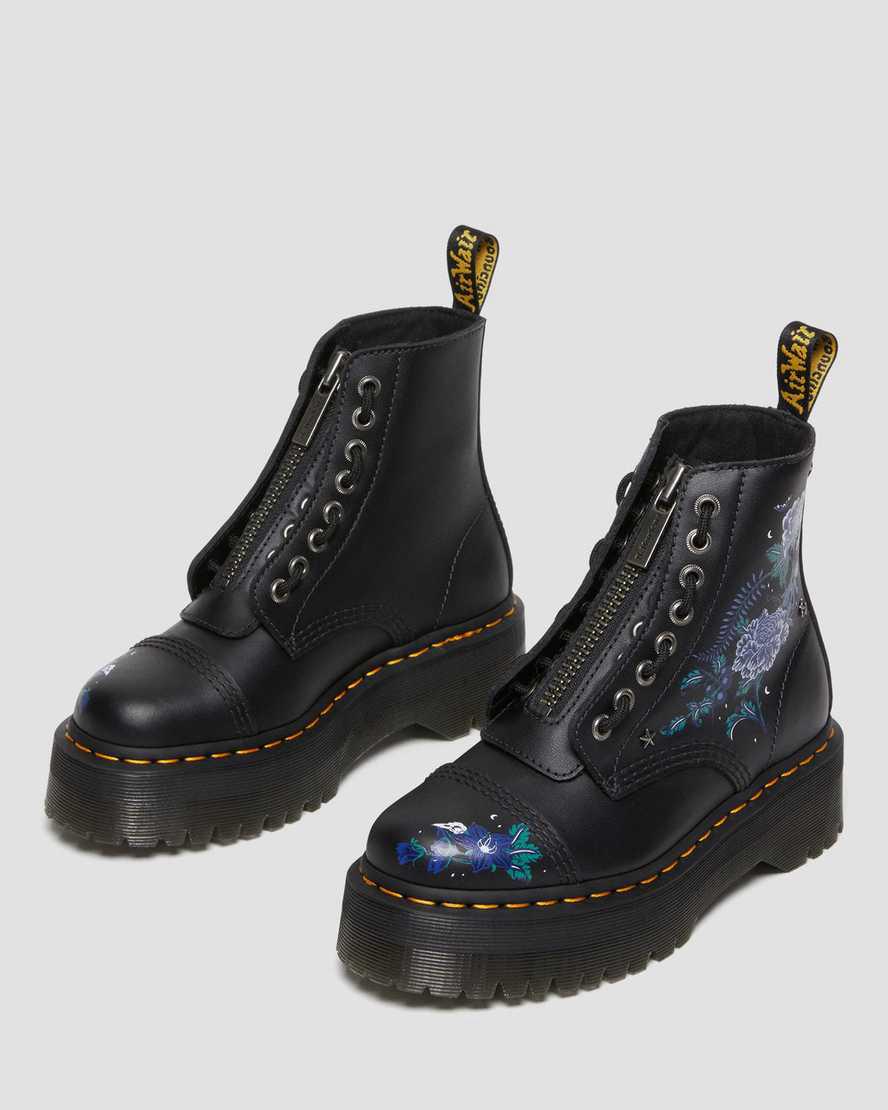 Dr Martens Sinclair Mystic Floral Leather Naisten Platform Saappaat Mustat  Suomi |  8456MUGIA