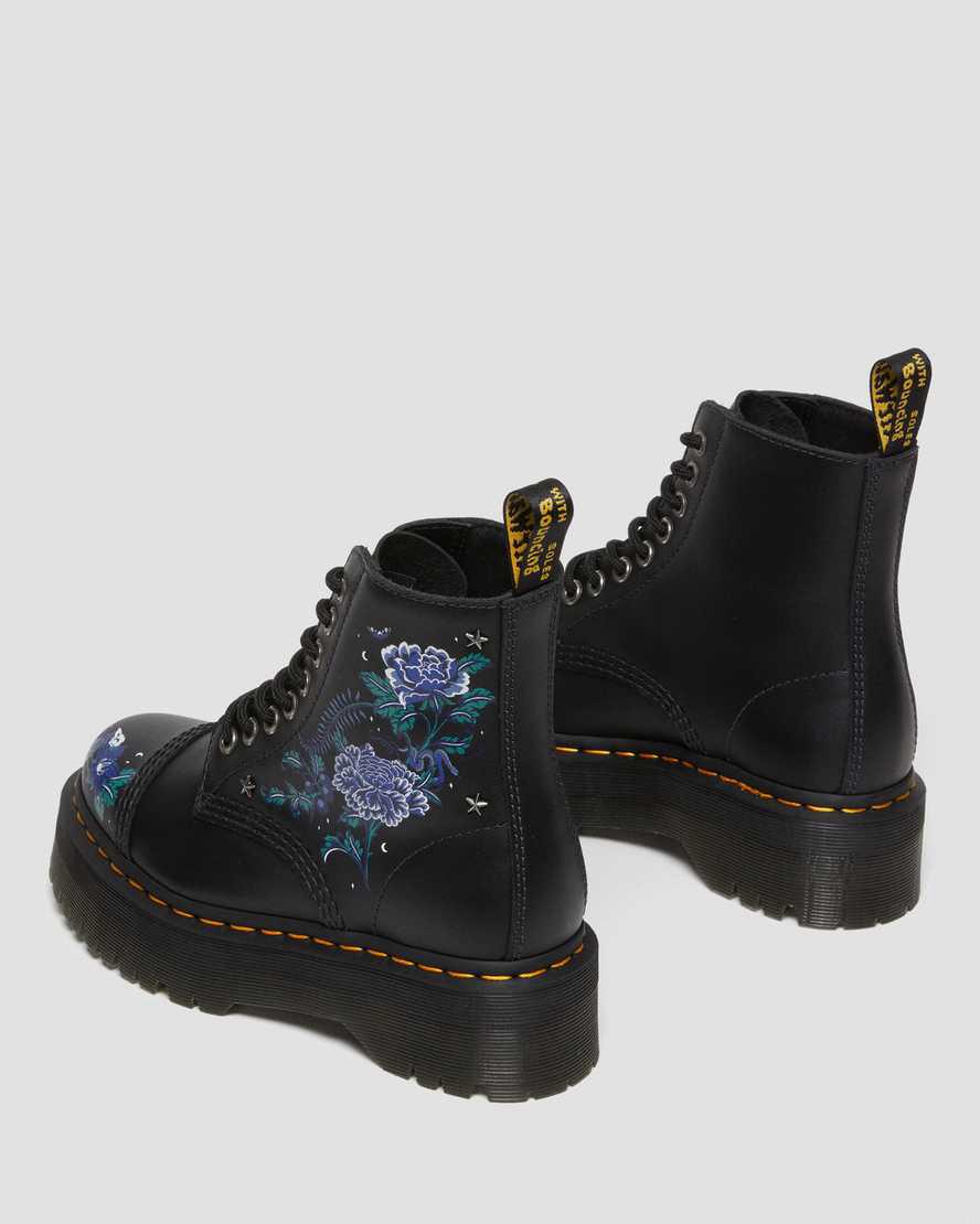 Dr Martens Sinclair Mystic Floral Leather Naisten Platform Saappaat Mustat  Suomi |  8456MUGIA