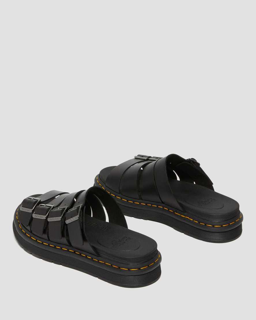 Dr Martens Tate Leather Slide Miesten Sandaalit Mustat  Suomi |  9823XEWBN