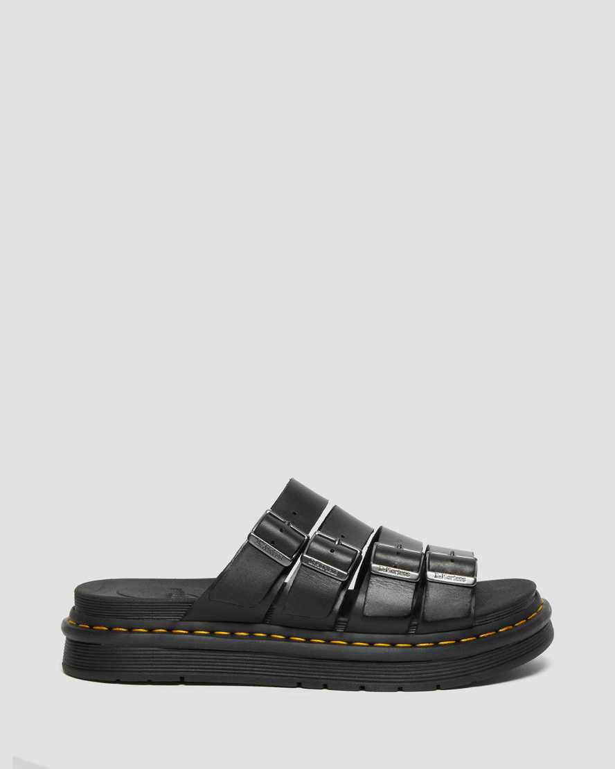 Dr Martens Tate Leather Slide Miesten Sandaalit Mustat  Suomi |  9823XEWBN