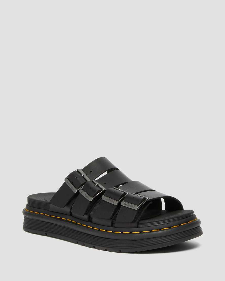 Dr Martens Tate Leather Slide Miesten Sandaalit Mustat  Suomi |  9823XEWBN