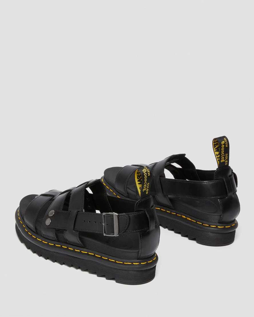 Dr Martens Terry Leather Strap Naisten Gladiaattori Sandaalit Mustat  Suomi |  5290FRUHZ