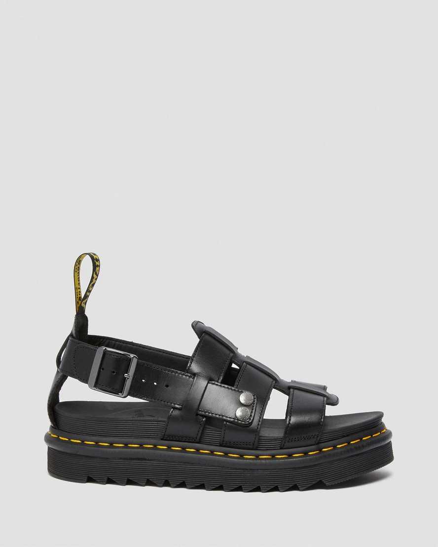 Dr Martens Terry Leather Strap Naisten Gladiaattori Sandaalit Mustat  Suomi |  5290FRUHZ