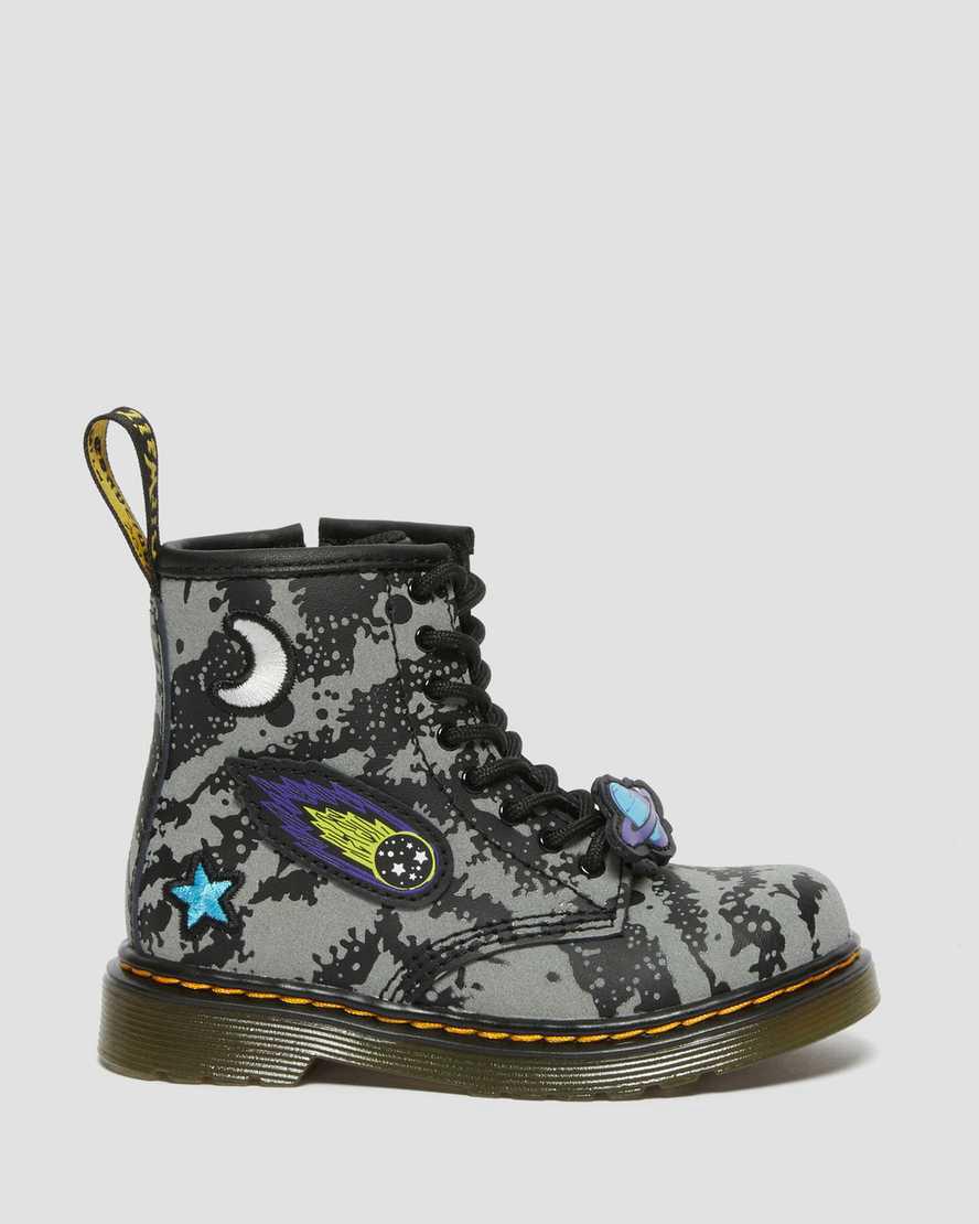 Dr Martens Toddler 1460 Space Reflective Lasten Nauhasaappaat Black/Grey  Suomi |  1650FVTPS