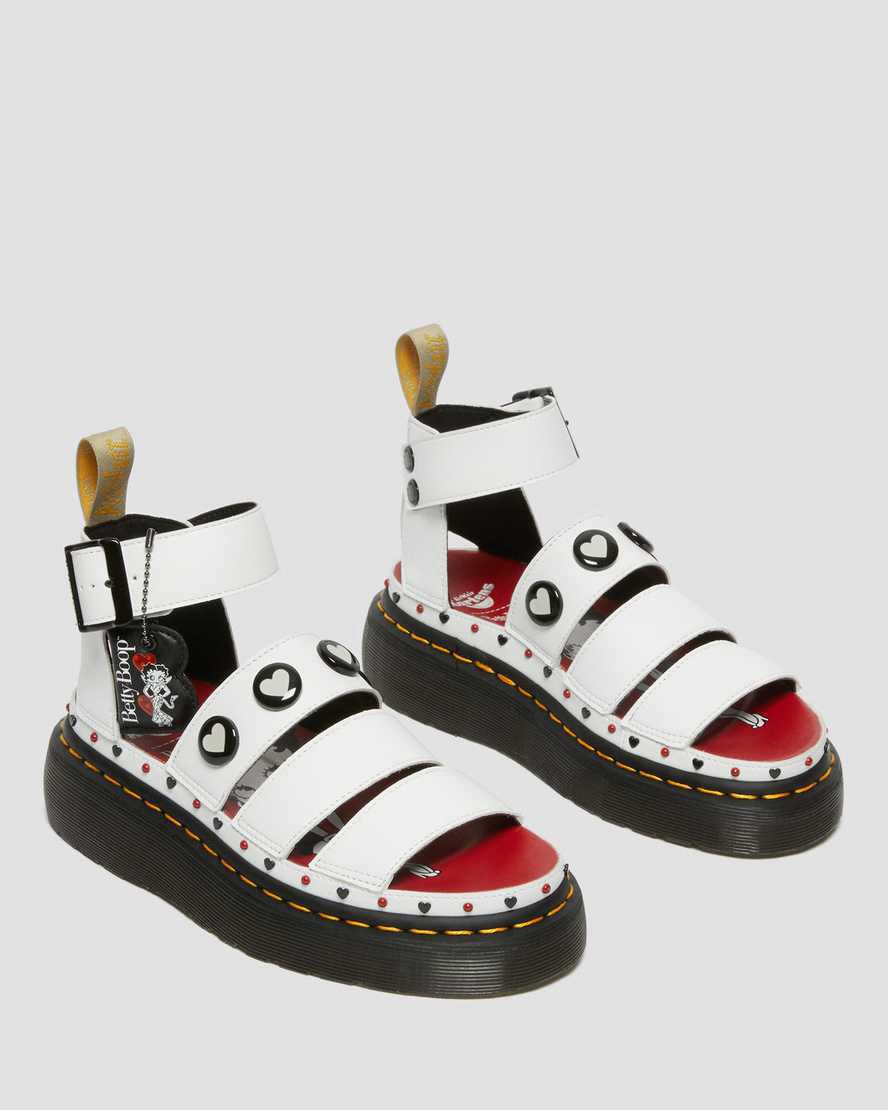 Dr Martens Vegan Clarissa II Betty Boop Naisten Platform Sandaalit Valkoinen  Suomi |  4018QHBMJ