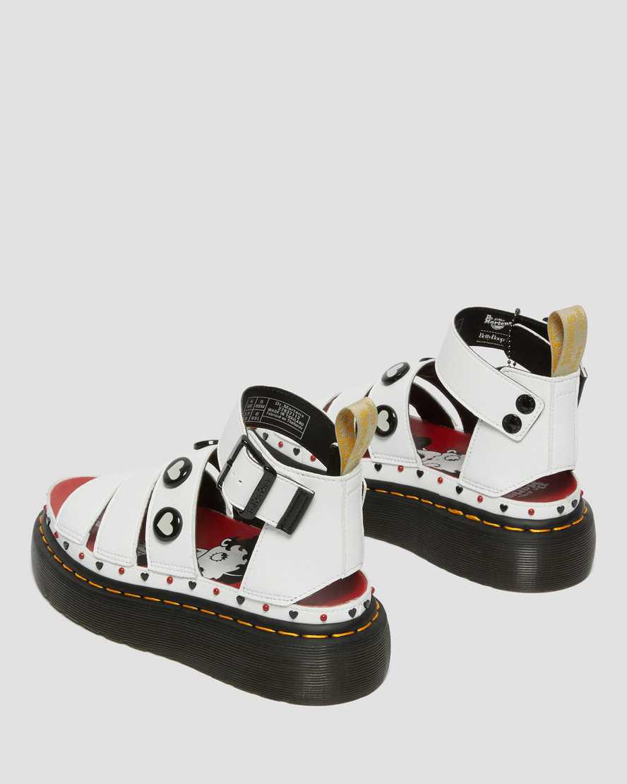 Dr Martens Vegan Clarissa II Betty Boop Naisten Platform Sandaalit Valkoinen  Suomi |  4018QHBMJ