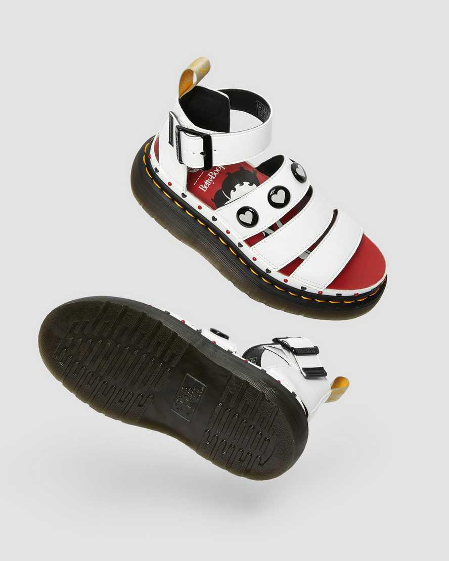 Dr Martens Vegan Clarissa II Betty Boop Naisten Platform Sandaalit Valkoinen  Suomi |  4018QHBMJ