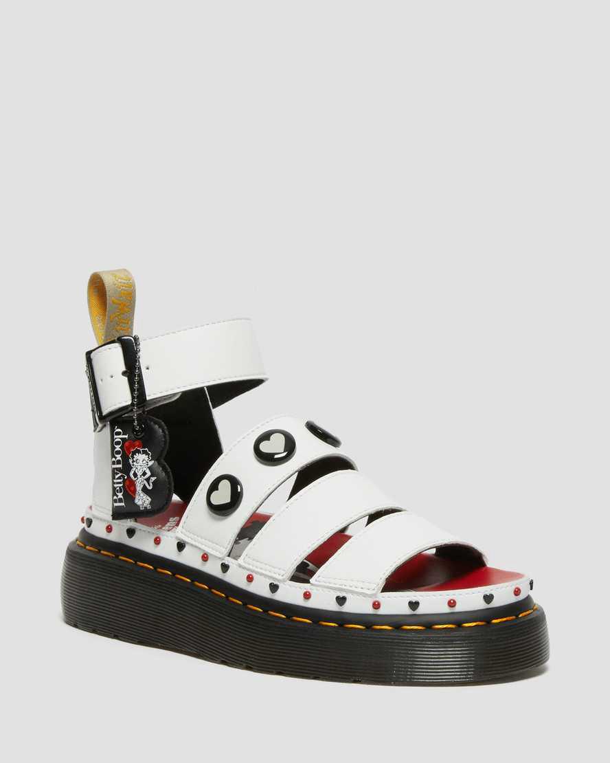 Dr Martens Vegan Clarissa II Betty Boop Naisten Platform Sandaalit Valkoinen  Suomi |  4018QHBMJ