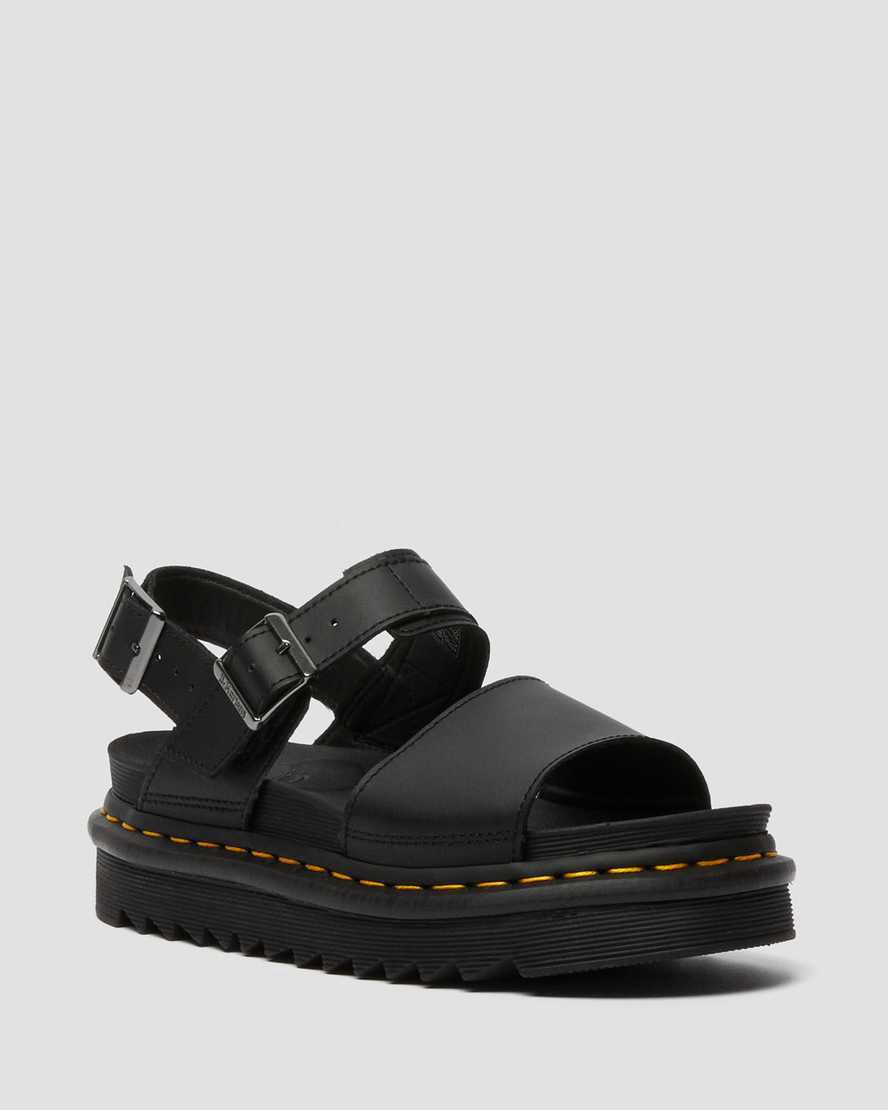 Dr Martens Voss Leather Strap Naisten Gladiaattori Sandaalit Black/Black  Suomi |  6259CKSXJ