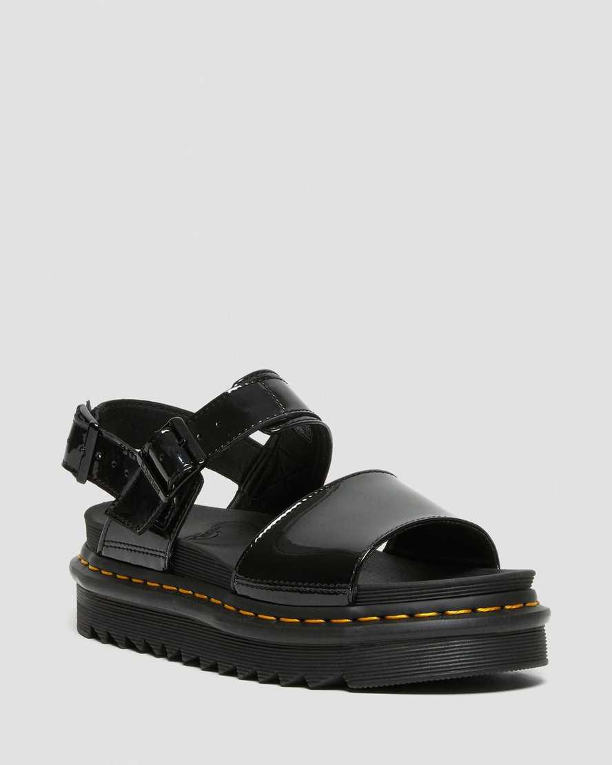 Dr Martens Voss Patent Leather Strap Naisten Gladiaattori Sandaalit Mustat  Suomi |  0489QWLGS